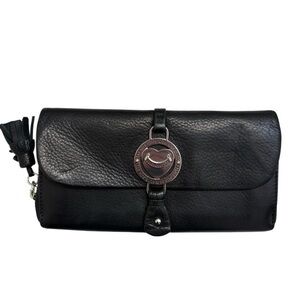 Juicy couture black leather vintage y2k clutch wallet RARE